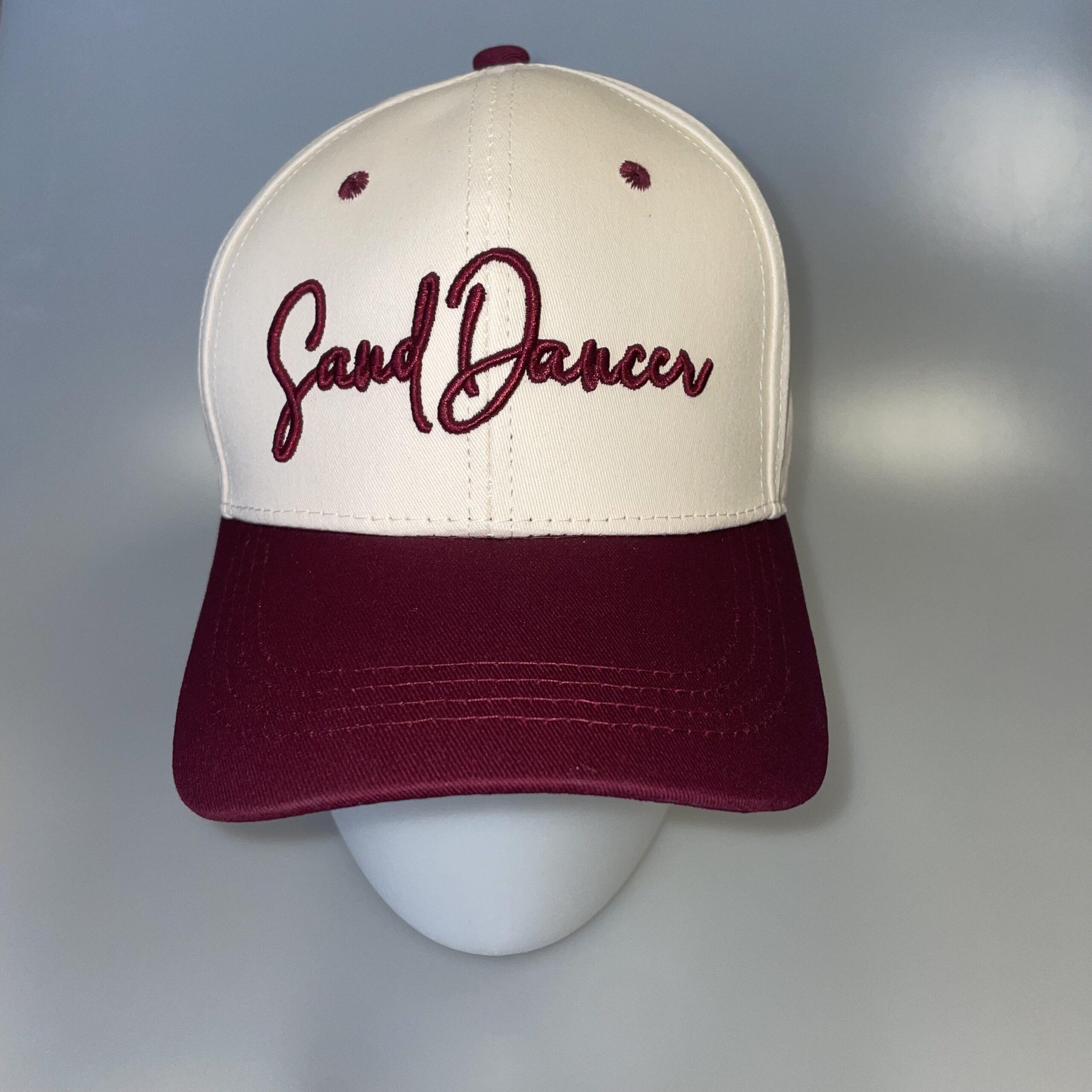 Baseball Cap - Script - Beige/Burgundy